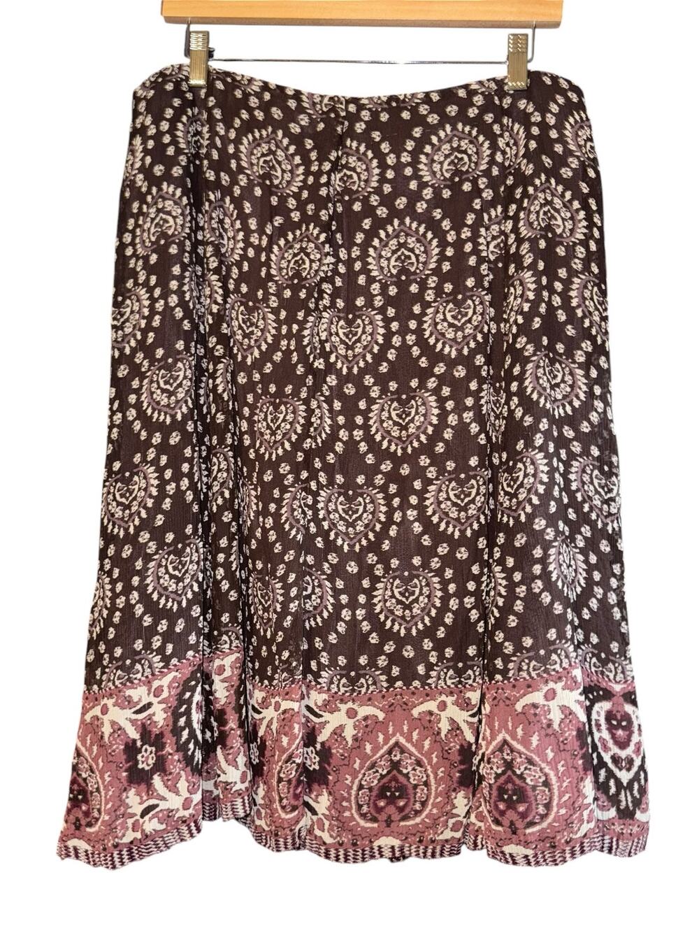Gianni Bini Silk Boho Skirt Women's 12 Hippie Aztec Raw Hem Lightweight ~Flaw